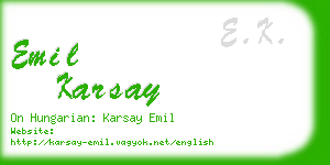 emil karsay business card